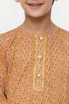 Little Bansi_Orange Kurta Cotton Silk Printed Floral Set _at_Aza_Fashions