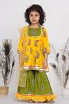 Buy Little Bansi Yellow Cotton, Net Sequins Paisley Print Kurta Sharara Set at Aza Fashions Buy_Little Bansi_Yellow Cotton, Net Sequins Paisley Print Kurta Sharara Set _at_Aza_Fashions