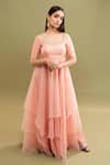 Buy Kavitha Gutta Pink Organza Floral Scoop Neck Hitha Layered Anarkali at Aza Fashions Buy_Kavitha Gutta_Pink Organza Floral Scoop Neck Hitha Layered Anarkali _at_Aza_Fashions