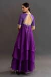 Shop Kavitha Gutta Purple Organza Floral Scoop Neck Hitha Layered Anarkali at Aza Fashions Shop_Kavitha Gutta_Purple Organza Floral Scoop Neck Hitha Layered Anarkali _at_Aza_Fashions