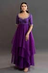 Buy Kavitha Gutta Purple Organza Floral Scoop Neck Hitha Layered Anarkali Online at Aza Fashions Buy_Kavitha Gutta_Purple Organza Floral Scoop Neck Hitha Layered Anarkali _Online_at_Aza_Fashions