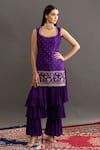 Buy_Kavitha Gutta_Purple Kurta Rawsilk Shararageorgette Floral Samantha And Layered Sharara Set _at_Aza_Fashions
