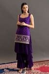 Shop_Kavitha Gutta_Purple Kurta Rawsilk Shararageorgette Floral Samantha And Layered Sharara Set _at_Aza_Fashions