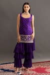 Kavitha Gutta_Purple Kurta Rawsilk Shararageorgette Floral Samantha And Layered Sharara Set _Online_at_Aza_Fashions