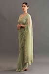 Kavitha Gutta_Green Silk Embroidered Floral V Neck Chloe Saree With Blouse _Online_at_Aza_Fashions