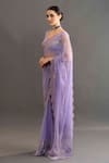 Kavitha Gutta_Purple Silk Embroidered Floral V Neck Chloe Saree With Blouse _Online_at_Aza_Fashions