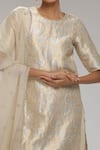 Chhaya Mehrotra_Cream Kurta Banarasi Brocade Woven Floral Round Set  _Online_at_Aza_Fashions