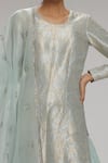 Chhaya Mehrotra_Green Kurta Banarasi Brocade Woven Floral Round Set  _Online_at_Aza_Fashions