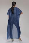 Shop_Chhaya Mehrotra_Blue Cape Organza, Crop Top, Pant Banarasi Brocade Embellished And Set _at_Aza_Fashions