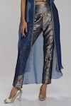 Buy_Chhaya Mehrotra_Blue Cape Organza, Crop Top, Pant Banarasi Brocade Embellished And Set _Online_at_Aza_Fashions
