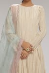 Chhaya Mehrotra_Cream Kurta Habutai Silk Plain Round Crushed Anarkali Set  _Online_at_Aza_Fashions