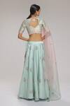 Shop_Chhaya Mehrotra_Green Blouse Brocade, Dupatta Organza, Lehenga Floral, Embellished Set _at_Aza_Fashions