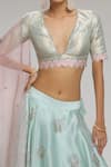 Chhaya Mehrotra_Green Blouse Brocade, Dupatta Organza, Lehenga Floral, Embellished Set _Online_at_Aza_Fashions