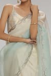 Shop_Chhaya Mehrotra_Cream Saree Organza Embellished Rhinestone Ombre With Brocade Blouse  _at_Aza_Fashions