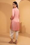 Shop_Tarini Vij_Pink Imported Satin Plain Mandarin Collar Iqra Kurta And Dhoti Pant Set _at_Aza_Fashions