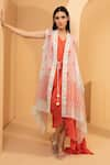 Buy_Tarini Vij_Orange Kurta - Crush Mul Cape - Kotta Printed Floral Cape Nazma And Draped _at_Aza_Fashions