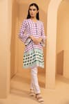 Buy_Tarini Vij_Multi Color Cotton Chevron, Animal V Neck Zarah Printed Kurta And Pant Set _at_Aza_Fashions