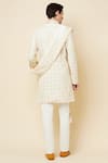 Shop_Spring Break_White Polyester Cotton Embroidery Thread And Sequin Lucknowi Sherwani Set _at_Aza_Fashions