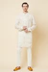 Buy_Spring Break_White Polyester Cotton Lucknowi Kurta And Churidar Set_at_Aza_Fashions