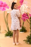 Shop_Littleens_Peach Cotton Satin Sequins, Embroidery Blossom Odeum Blazer Dress _at_Aza_Fashions