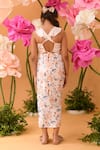 Shop_Littleens_Peach Satin Embroidery, Sequins Love In A Mist Crop Top And Skirt Set _at_Aza_Fashions