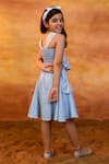 Littleens_Blue Cotton Satin Sequins, Beads, Embroidery Tinsel And Glitter Skirt Set _Online_at_Aza_Fashions