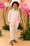 Buy_LITTLEENS_Peach Cotton Satin Embroidery Tree Bay Shirt  _at_Aza_Fashions