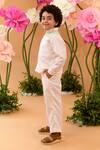 LITTLEENS_Peach Cotton Satin Embroidery Tree Bay Shirt  _Online_at_Aza_Fashions