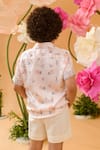 Shop_Littleens_Peach Satin Primrose Floral Print Shirt _at_Aza_Fashions