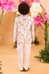 Shop_Littleens_Peach Cotton Satin Embroidery Flower Constellation Printed Blazer _at_Aza_Fashions