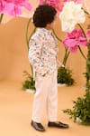 Littleens_Peach Cotton Satin Embroidery Flower Constellation Printed Blazer _Online_at_Aza_Fashions
