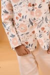 Littleens_Peach Cotton Satin Embroidery Flower Constellation Printed Blazer _at_Aza_Fashions