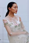 Archana Rao_Ivory Satin Embroidered Pearl Round Scallop Blouse _Online_at_Aza_Fashions