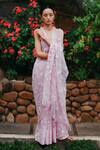 Buy_Archana Rao_Pink Organza Embroidery Floral Saree  _at_Aza_Fashions