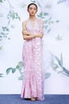 Shop_Archana Rao_Pink Organza Embroidery Floral Saree  _at_Aza_Fashions