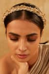 Tarun Tahiliani_Gold Embellished Braided Headband _Online_at_Aza_Fashions