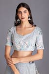 Buy House Of Tushaom Blue Tulle Sequin And Cutdana Leaf Neck Embroidered Lehenga Set Online at Aza Fashions Buy_House Of Tushaom_Blue Tulle Sequin And Cutdana Leaf Neck Embroidered Lehenga Set _Online_at_Aza_Fashions