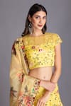 House Of Tushaom_Yellow Organza Cutdana And Thread, Floral Print, Sequin Round Embroidered Lehenga _at_Aza_Fashions