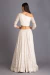 Shop_House of Tushaom_Off White Georgette Embroidery Chikankari One Shoulder Lehenga Set _at_Aza_Fashions