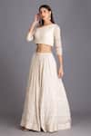 Buy_House of Tushaom_Off White Georgette Embroidery Chikankari One Shoulder Lehenga Set _Online_at_Aza_Fashions