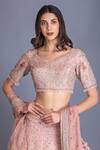 Buy House Of Tushaom Pink Raw And Organza Embroidery Dabka & Sequin Leaf Bridal Lehenga Set Online at Aza Fashions Buy_House Of Tushaom_Pink Raw And Organza Embroidery Dabka & Sequin Leaf Bridal Lehenga Set _Online_at_Aza_Fashions