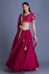 House Of Tushaom Pink Raw , Chanderi And Tulle Resham, Sequin & Crinkled Lehenga Set Online at Aza Fashions House Of Tushaom_Pink Raw , Chanderi And Tulle Resham, Sequin & Crinkled Lehenga Set _Online_at_Aza_Fashions