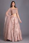 Buy_House Of Tushaom_Pink Silk And Sequin & Swarovski Embroidered Bridal Lehenga Set _at_Aza_Fashions