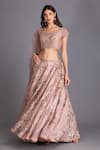 Shop_House Of Tushaom_Pink Silk And Sequin & Swarovski Embroidered Bridal Lehenga Set _Online_at_Aza_Fashions