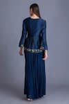 Shop_House Of Tushaom_Blue Chanderi Silk And Georgette Resham & Dabka Round Tunic & Palazzo Set _at_Aza_Fashions