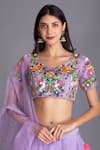 House Of Tushaom Purple Silk Organza Sequin And Thread, Beads Waistband Embroidered Lehenga Set at Aza Fashions House Of Tushaom_Purple Silk Organza Sequin And Thread, Beads Waistband Embroidered Lehenga Set _at_Aza_Fashions