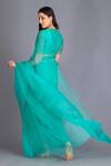 Shop_House of Tushaom_Green Organza And Raw Embroidery Sheer Saree With Blouse  _at_Aza_Fashions