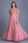Buy House Of Tushaom Pink Tulle And Crinkle Chiffon Beads & Cutdana, Sequin Embroidered Bodice Gown at Aza Fashions Buy_House Of Tushaom_Pink Tulle And Crinkle Chiffon Beads & Cutdana, Sequin Embroidered Bodice Gown _at_Aza_Fashions