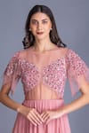 Shop House Of Tushaom Pink Tulle And Crinkle Chiffon Beads & Cutdana, Sequin Embroidered Bodice Gown Online at Aza Fashions Shop_House Of Tushaom_Pink Tulle And Crinkle Chiffon Beads & Cutdana, Sequin Embroidered Bodice Gown _Online_at_Aza_Fashions