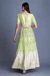 Shop_House of Tushaom_Green Chanderi Silk And Tulle Print & Embroidery Kurta Lehenga Set  _at_Aza_Fashions